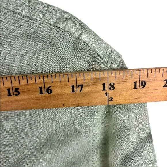 Tahari 100% Linen Women’s Tunic Top Button up Light Green Size 2X Lagenlook Flow - Picture 7 of 10